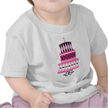 Rosa och svart partytårta tee shirt