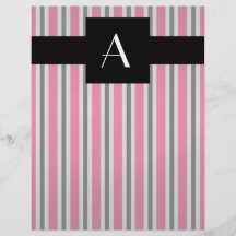 Rosa och svart randar för Monogram Personliga Flygblad