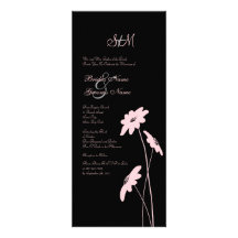 Rosa och svart vildblommar som gifta sig inbjudan