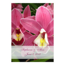 Rosa Orchidbröllopinbjudan