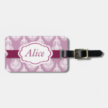 Rosa paisley anpassadenamn bag tag