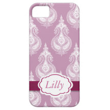 Rosa paisley anpassadenamn iPhone 5 Case-Mate skal
