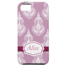 Rosa paisley anpassadenamn iPhone 5 cover