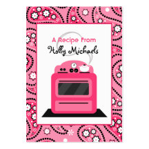 Rosa Paisley & Retro ugnrecept Visitkort Mallar