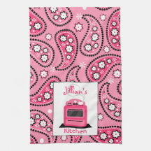 Rosa Paisley & ugnpersonligkökshandduk