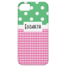 Rosa pläd och polka dots V2 iPhone 5 Case-Mate Cases