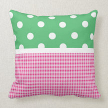 Rosa pläd och polka dots V2 Kuddar
