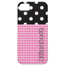 Rosa pläd och polka dots V3 iPhone 5 Cover