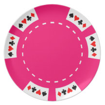 Rosa poker och dobbelchip tallrik