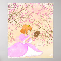Rosa princess- och ekorreaffisch