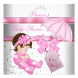 Rosa Princess Tiara för baby showerflickavit Anpassade Inbjudan