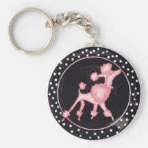 Rosa pudel Keychain Nyckel Ringar