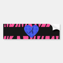 Rosa ro för zebra rändermonogramblått bildekaler