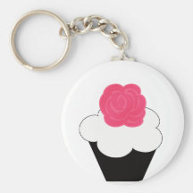 Rosa ros Cupecake Nyckelring