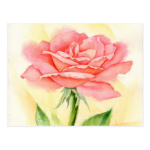 Rosa ros som målar mång- konst - vykort