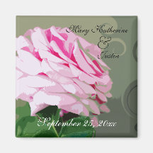 Rosa ros virvlar runt spara datum magneter
