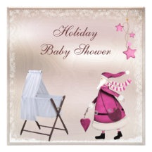Rosa Santa & lathundflicka helgdagbaby shower Inbjudningskort