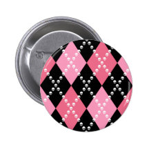 Rosa skalle Argyle Knappar Med Nål