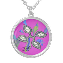 Rosa spjutspetsMonogramhalsband