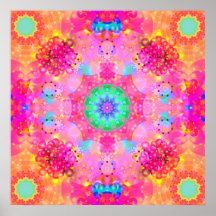 Rosa stjärnor & bubblar Fractalmönster Print