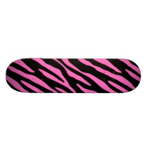 Rosa- & svartzebra ränder; Djurt tryck Skateboard Deck