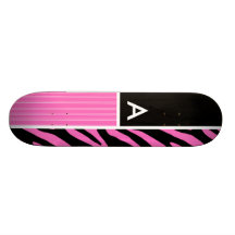 Rosa- & svartzebra ränder skateboard