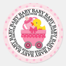Rosa tågbil och leksakbaby shower klistermärken