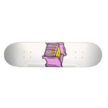 rosa themed grafisk gul madrass för bebislathund skate decks