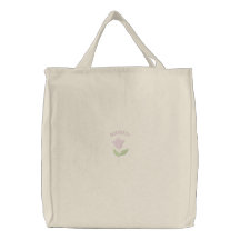 Rosa tulpan broderad Carryall Kassar