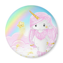 Rosa Unicorn Po magneter