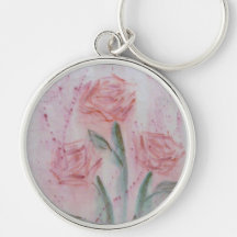 Rosa vattenfärgronyckelring