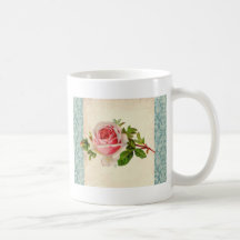 Rosa Victorian och damast Kaffe Kopp