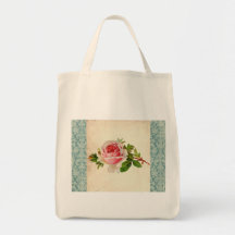 Rosa Victorian och damast Tote Bags