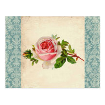 Rosa Victorian och damast Vykort