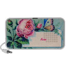 Rosa vintage och fjärilsdoodle högtalare