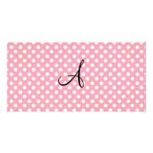 Rosa vitmonogram för polka dots fotokort
