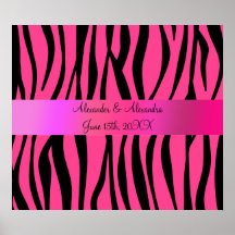 Rosa zebra ränder som gifta sig favörer posters