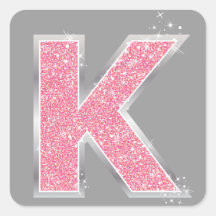 Rosaglitterbrev K Klistermärken