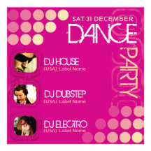 Rosaklubben DJ dansar inbjudan för partyfotomall