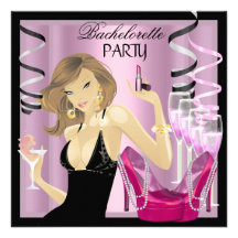 Rosan för Bachelorette partyläppstift skor champag Inbjudningar