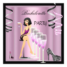 Rosan för Bachelorette partyläppstift skor champag Unika Inbjudningar