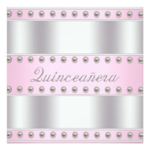 Rosan pryder med pärlor vitrosor Quinceanera Anpassade Inbjudningskort