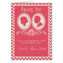 Rose Chevron & Script Wedding Thank You Cards