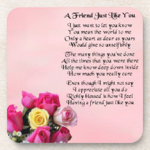 Roses Design Friend Poem Coaster