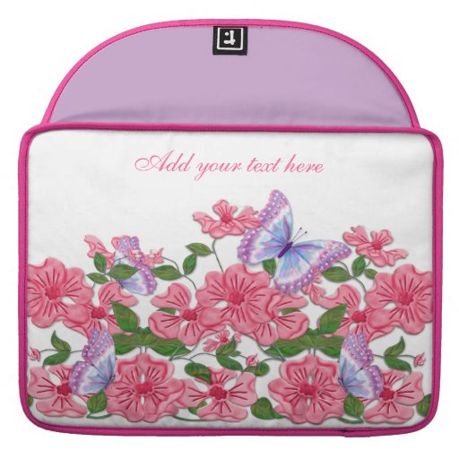 Rosig blommigt och fjärilar sleeves för MacBooks