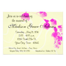 Rosor/gul blom- baby shower Invititation Anpassningsbara Inbjudningskort