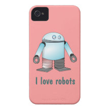 Rosor och blått älskar jag fodral för robotiPhonen iPhone 4 Skal