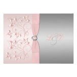 Rosor och blom- Monogrammed inbjudan för silver