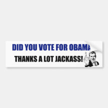 Röstade du för Obama? Tack en lottJackAss! Bildekaler