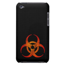 Rostigt rött och gult Biohazardsymbol på svart Case-Mate iPod Touch Fodral